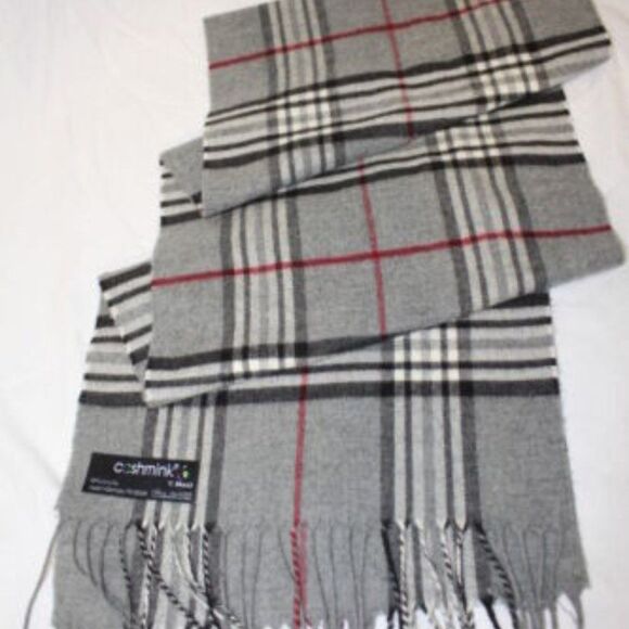 V.Fraas Women's Gray & Black Cahmink Tartan Pattern Design Fashion Scarf - Picture 4 of 10
